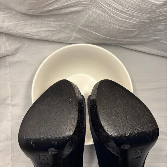 Tory Burch Peep Toe Heels + Dust Bag 6.5 Black - Picture 14 of 16